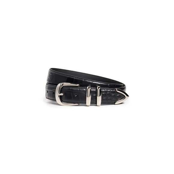 4475 Women's The Jordan Croc Embossed Belt Black/nickel Xs